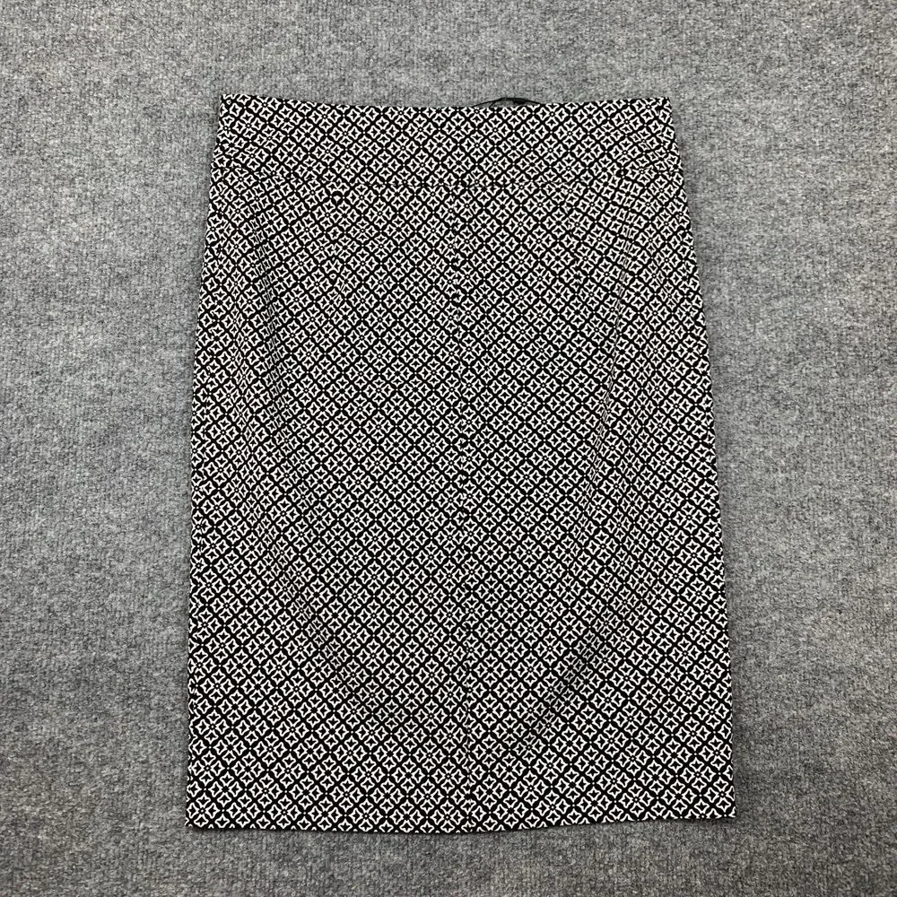 Mario Serrani Italy Pencil Skirt Womens S Black White Stretch Geo Print Pull On